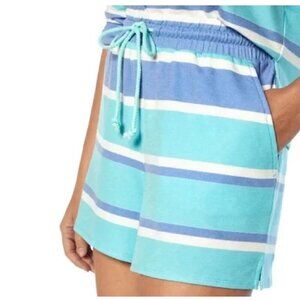 Wildfox EUC pastel beachy stripe pull on drawstring sweat shorts size XL